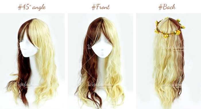 Two Tone Brown/Blonde Long Wavy 70cm-45-front-back.jpg